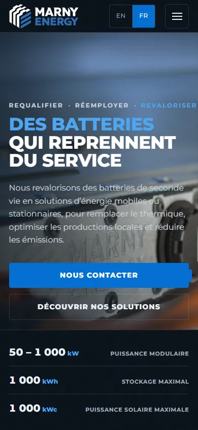 Marny Energy website on a phone